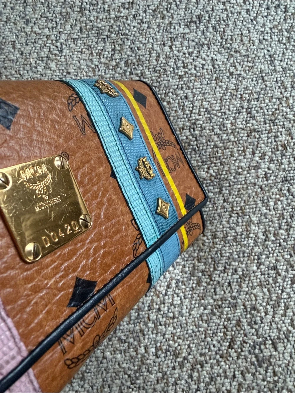 MCM Cognac Visetos Continental Wallet with Colorful Stripe Accents - Picture 3 of 11